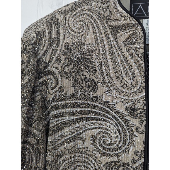 Alex Eveving Women's Formal Cropped Jacket Metelic Long Sleeve Sparkle Size 8 - Picture 3 of 10